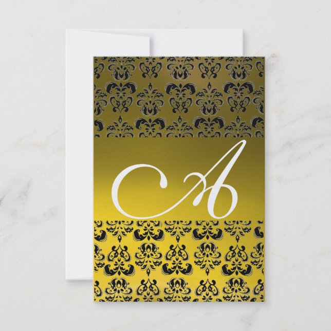 Convites DAMASK GEM MONOGRAM - gelo branco amarelo - rsvp (Frente)