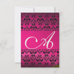 Convites DAMASK GEM MONOGRAM rosa rsvp