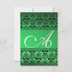 Convites DAMASK GEM MONOGRAM verde rsvp gold