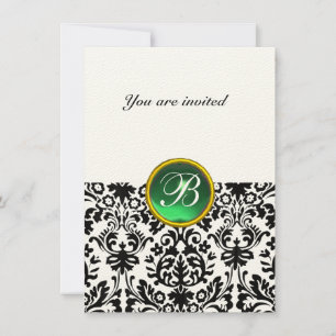 Convites DAMASK GEM STONE MONOGRAM jade green felp