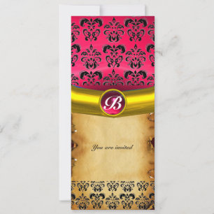 Convites DAMASK GEM STONE MONOGRAM, pergaminho marrom