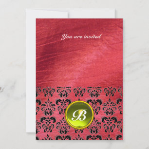 Convites DAMASK GEM STONE MONOGRAMA seda roxa