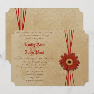 Convites Damask Orange Gerber Daisy Weditation