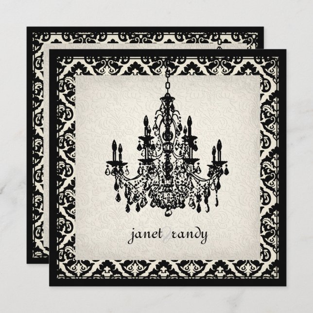 Convites Damask PixDezines Chandelier+olivia (Frente/Verso)