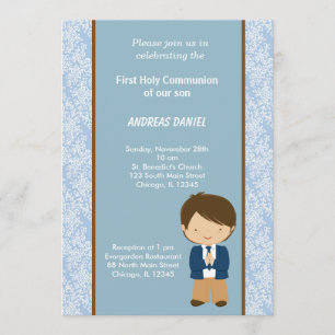 Convites Damask Santa Comunhão