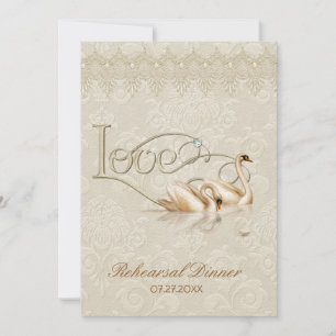 Convites Damask Swan Elegance Ivory - Janta de ensaio