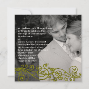 Convites Damask Swirly Your Photo Weditation