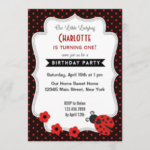Convites Damibug Aniversário Convidando Polkadot Vermelho N