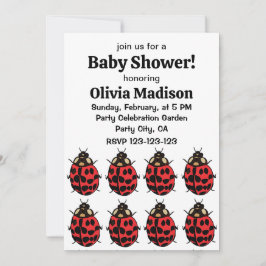 Convites Damybug Red Black Inseto Ladybug Chá de Bebê Ladyb