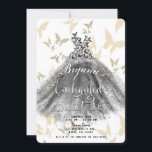 Convites Dança da borboleta Vestido Dourado Negro Doce 16<br><div class="desc">Personalizar para qualquer evento</div>