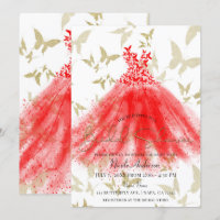 Dança da Borboleta Vestido Vermelho Chuva de Ouro