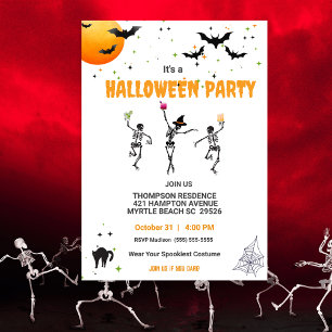 Convites Dançando esqueletos Cocktail Festa de Halloween