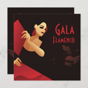 Convites Dançarina de flamenco espanhola com fã. preto e ve