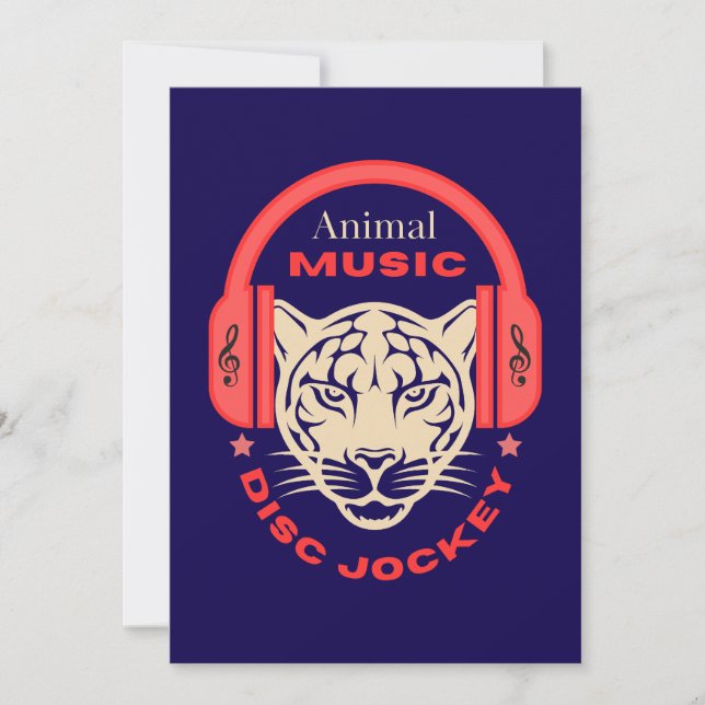 Convites dance animal musical animals disc jockey cdj (Frente)