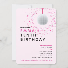 Convites Dance Disco Ball Retro Birthday Pink Black Party