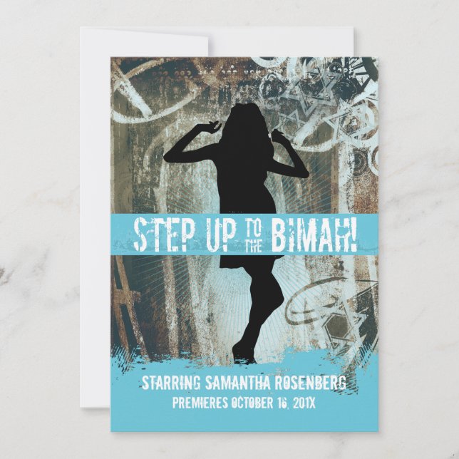 Convites Dance Party Bat Mitzvah Invitation in Sky (Frente)