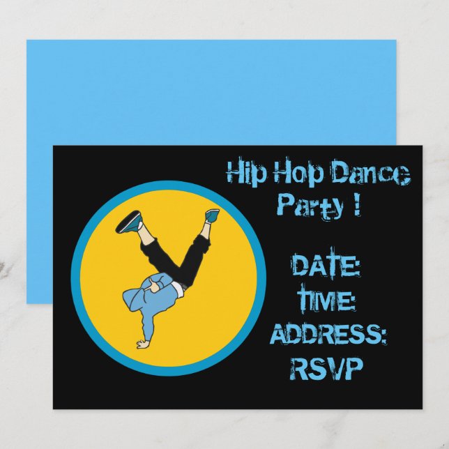 Convites Dance party de Hip Hop (Frente/Verso)