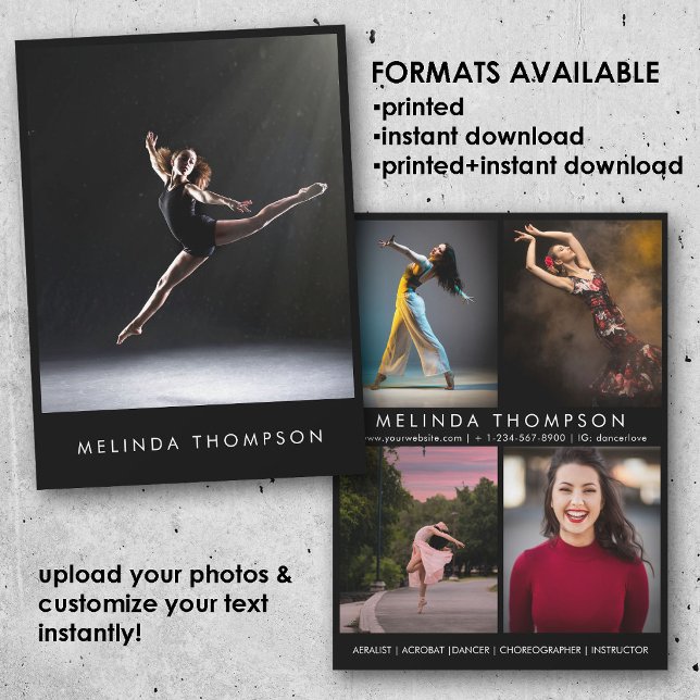 Convites Dancer Choreographer Comp Card 5 Photo Headshot (Dancer Choreographer Comp Card 5 Photo Headshot)