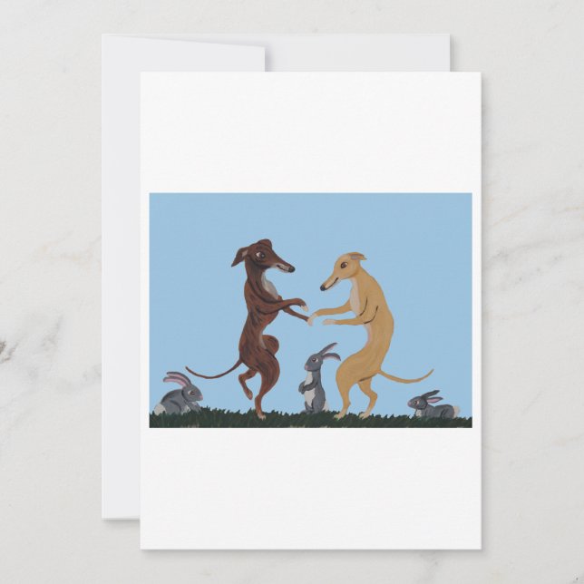 Convites Dancing Greyhounds & Bunny Friends Invitation (Frente)