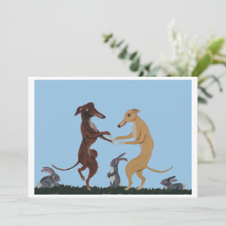 Convites Dancing Greyhounds & Bunny Friends Invitation