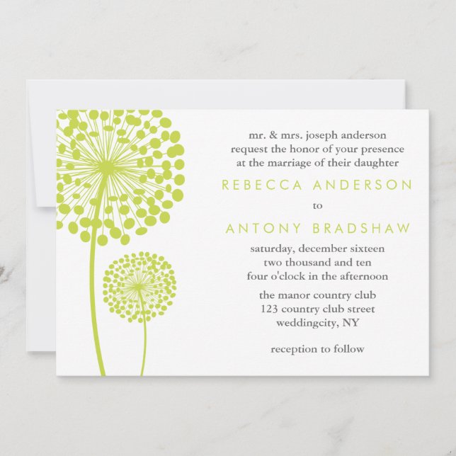 Convites Dandelion Deseja Casamento (Frente)