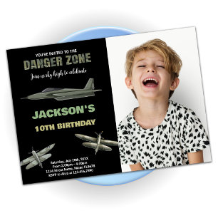 Convites Danger Fighter Jet Birthday convoca com Foto