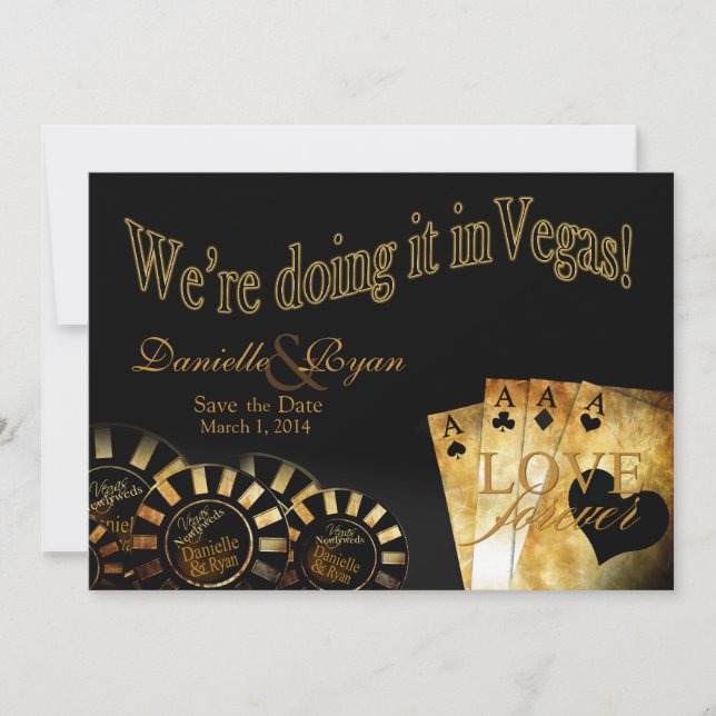 Convites Danielle & Ryan Casamento de Luxo em Las Vegas (Frente)