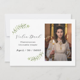 Convites Dankeskarte Kommunion / Konfirmation weiß Zweig