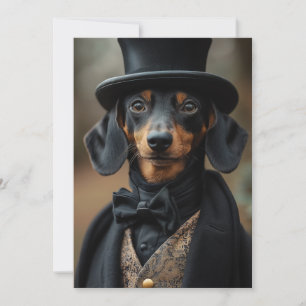 Convites Dapper Dachshund no Ataque Victoriano Elegante