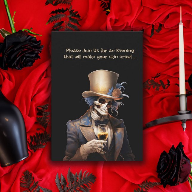 Convites Dapper Skeleton Adulto Festa de Halloween (Criador carregado)