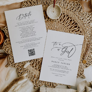 Convites DARCY Classic Black White É um Chá de fraldas