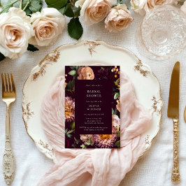 Convites Dark and Moody Burgundy Floral Bridal Shower