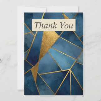 Convites Dark Blue & Gold Geometric Thank You Card