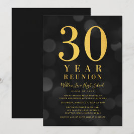Convites Dark Bokeh Luz 30 anos de Reunião de Classe