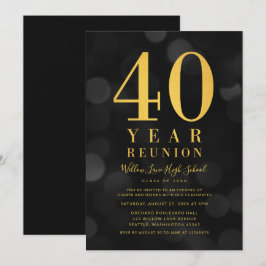 Convites Dark Bokeh Luz 40 anos de Reunião de Classe