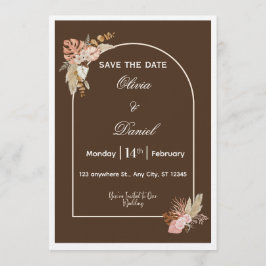 Convites Dark Brown Minimalist Boho Wedding Invitation