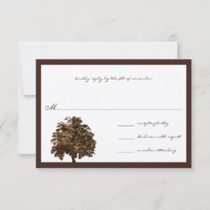 Convites Dark Brown Oak Tree  Wedding RSVP