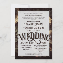 Convites Dark Classic Retro Elegant Luxury Wedding
