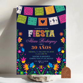 Convites Dark Colorful Talavera Mexican Fiesta Birthday