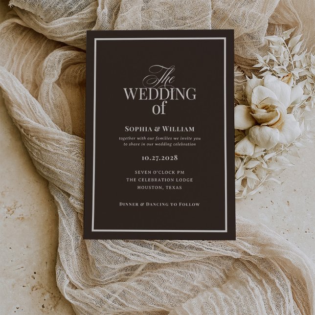 Convites Dark Espresso Brown | Luxe Neutral Wedding (Criador carregado)
