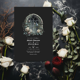 Convites Dark Fantasy Castle Window Gothic Wedding Código Q