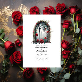Convites Dark Fantasy Castle Window Gothic Wedding Código Q