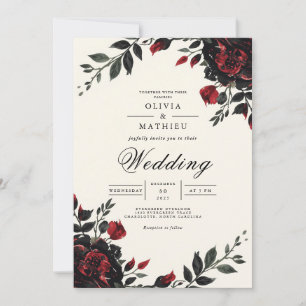 Convites Dark Floral Gothic Romance Wedding