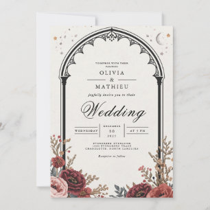 Convites Dark Gothic Floral Romance Wedding
