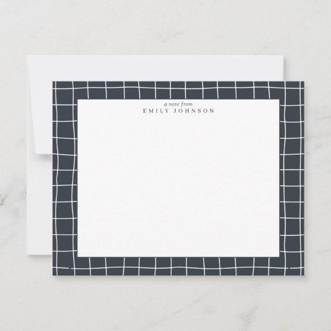 Convites Dark Grid Frame Note Card (Frente)