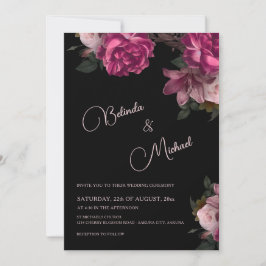 Convites Dark Hand Drawn Roses Photo Wedding