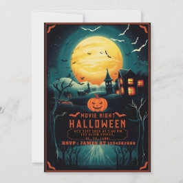 CONVITES DARK ILLUSTRATION SPOOKY HALLOWEEN FILME NOITE