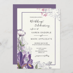 Convites Dark Iris Floral Primavera Ivory Wedding