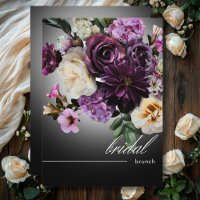 Dark Midnight Purple Floral Romance Bridal Brunch