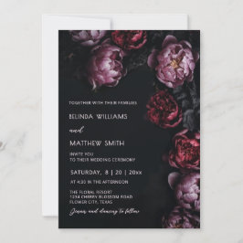 Convites Dark Moody 3D Flowers Wedding Invitation